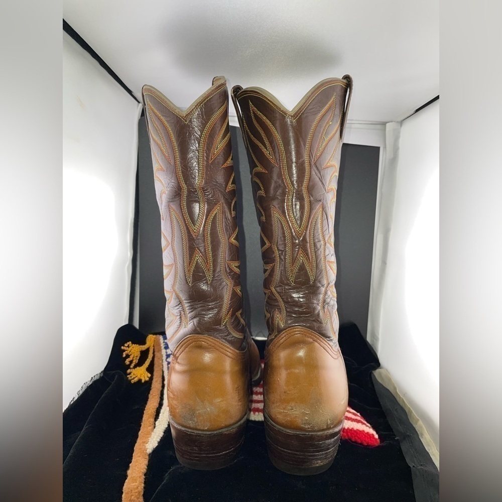 Nocona American Made Vintage Western Cowboy Boots Two Tone Leather 8.5 D - Picture 8 of 11